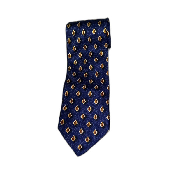 Robert Talbott Studio 100% Silk Tie - Navy Blue with Gold Pattern - Picture 1 of 5